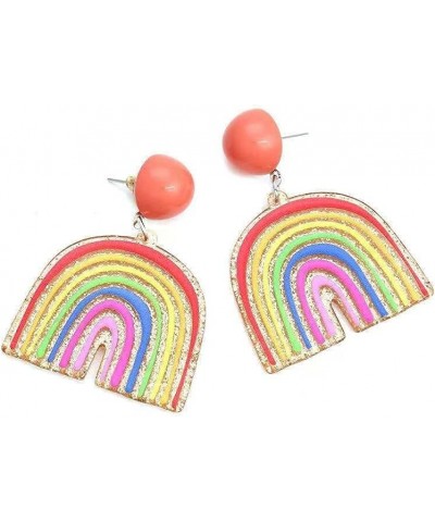 Rainbow Dangle Earrings for Women, Girls, Teens, and Young Adults. Super Cute Glitter Rainbow Earrings. Rainbow and Gold Glit...