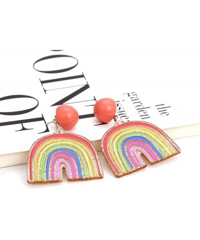 Rainbow Dangle Earrings for Women, Girls, Teens, and Young Adults. Super Cute Glitter Rainbow Earrings. Rainbow and Gold Glit...