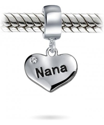 Engrave Word Nana Grandma God Mother BFF Word Heart Shape Puzzle Two Piece Split Dangle Bead Charm For Grandmother Crystal Ac...