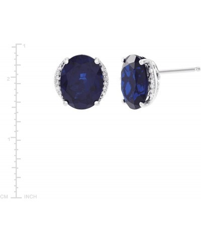 Oval Stud Earrings with Diamond Accents in Gold Sapphire $71.75 Earrings