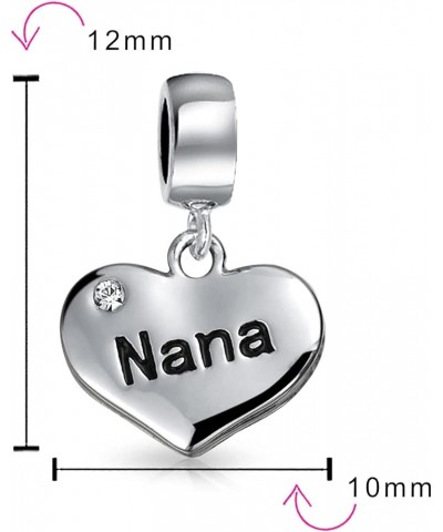 Engrave Word Nana Grandma God Mother BFF Word Heart Shape Puzzle Two Piece Split Dangle Bead Charm For Grandmother Crystal Ac...