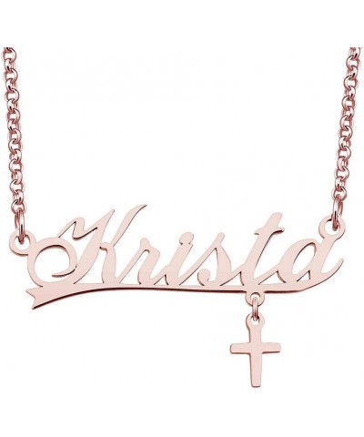 Stainless Steel Chain Rose Gold Pendant Customized Plate Personalized Name Necklace Krista $22.61 Necklaces