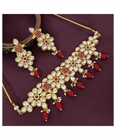 Indian Bollywood Traditional Kundan Pearl Wedding Choker Necklace Earrings Jewelry Set Red 3 $13.43 Jewelry Sets