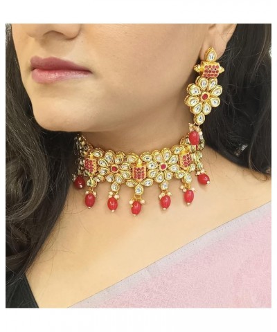 Indian Bollywood Traditional Kundan Pearl Wedding Choker Necklace Earrings Jewelry Set Red 3 $13.43 Jewelry Sets