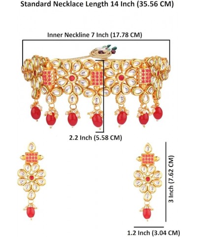 Indian Bollywood Traditional Kundan Pearl Wedding Choker Necklace Earrings Jewelry Set Red 3 $13.43 Jewelry Sets