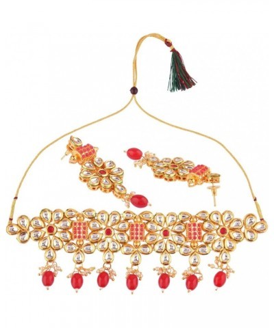 Indian Bollywood Traditional Kundan Pearl Wedding Choker Necklace Earrings Jewelry Set Red 3 $13.43 Jewelry Sets