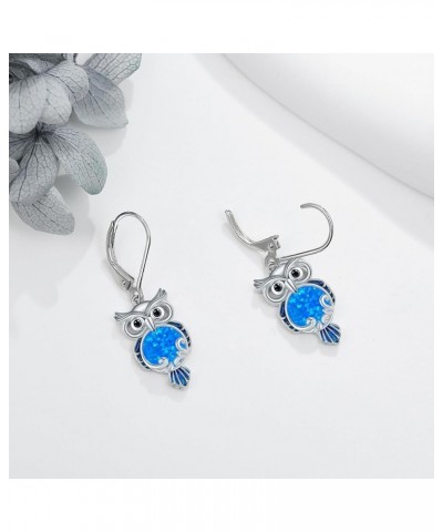 Sterling Silver Earrings Dragonfly/Bee/Labradorite/Astronaut/Owl/Compass/Tulip Earrings for Women Girls Owl-2 $13.12 Earrings