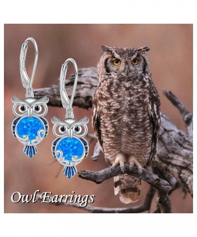 Sterling Silver Earrings Dragonfly/Bee/Labradorite/Astronaut/Owl/Compass/Tulip Earrings for Women Girls Owl-2 $13.12 Earrings