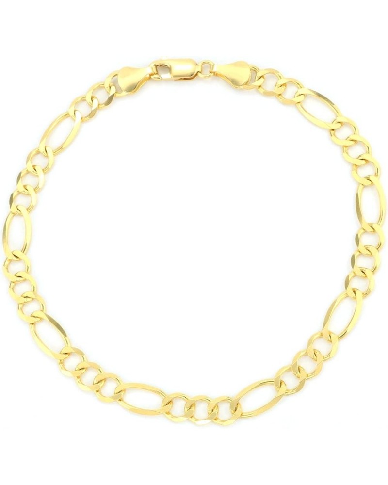 10K Gold 5.5MM Figaro 3+1 Link Chain Bracelet- Available in Yellow, Rose & White Gold Yellow 8 Inches $75.12 Necklaces