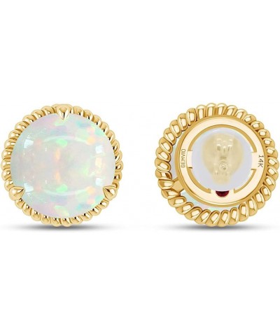 Collection 8MM Round Cut Natural Opal Gemstone Halo Stud Earrings In 10K, 14K Or 18K Solid Gold Jewelry For Women (3.00 Cttw)...