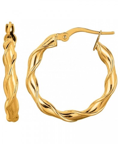 MCS Jewelry 14 Karat Yellow Gold Twisted Round Hoop Earrings (25mm Diameter) $64.02 Earrings