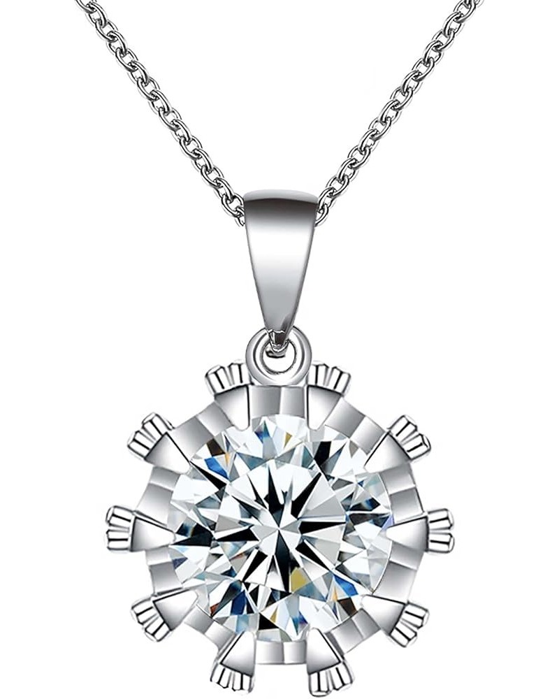 Moissanite Diamond Necklaces for Women, 1CT 14K White Gold plated Sterling Silver Hypoallergenic Necklaces Pendant Jewelry Gi...