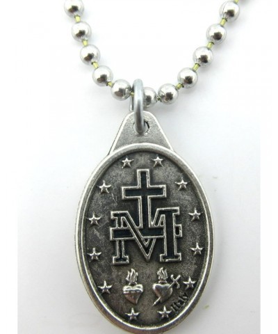 The Miraculous Medal Pendant Necklace,Blue/Silver,No Tarnish Chain $8.59 Necklaces