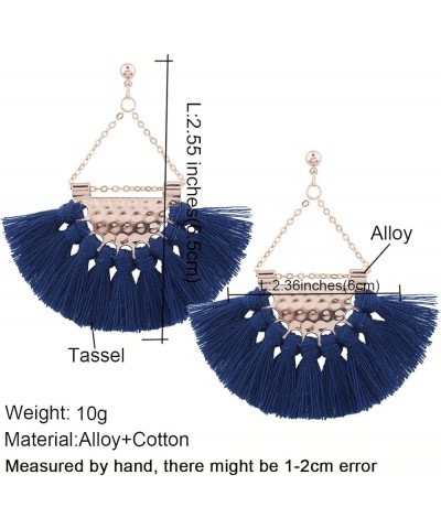 Womens Tassels Earrings Bohemian Tassel Drop Vintage Retro Tassel Dangle Boho Drop Earrings Eardrop for Women Blue $8.27 Earr...