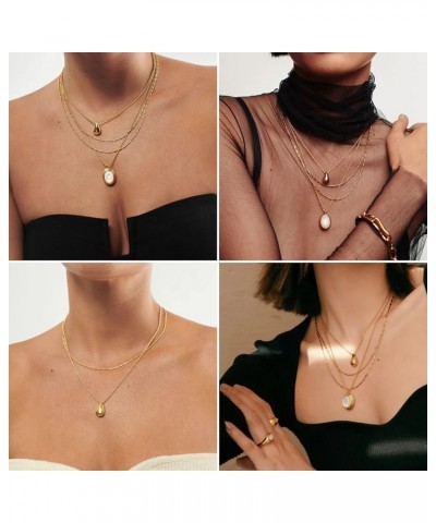 Waterdrop Pendant Necklaces for Women Dainty 18K Gold Flat Snake Chain Necklace Layered Herringbone Cute Teardrop Choker Neck...