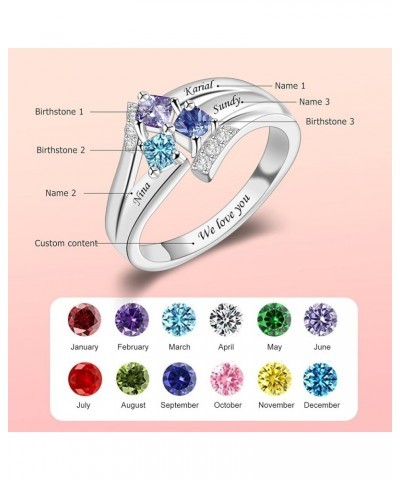 Personalized Mothers Ring with 1/2/3/4/5/6/7/8/9 Simulated Birthstones for Mom Engraved Name Ring for Women Promise Rings for...