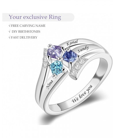 Personalized Mothers Ring with 1/2/3/4/5/6/7/8/9 Simulated Birthstones for Mom Engraved Name Ring for Women Promise Rings for...