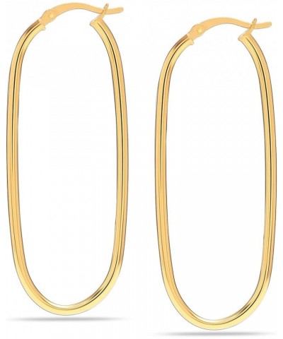 Charmsy LARGE 925 Sterling Silver Light Weight Rectangle-Shape Click-Top Hoop Earrings for Women Yellow-Gold $13.95 Earrings