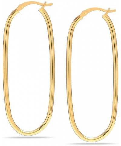 Charmsy LARGE 925 Sterling Silver Light Weight Rectangle-Shape Click-Top Hoop Earrings for Women Yellow-Gold $13.95 Earrings