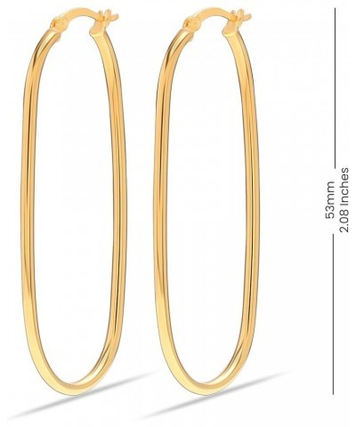 Charmsy LARGE 925 Sterling Silver Light Weight Rectangle-Shape Click-Top Hoop Earrings for Women Yellow-Gold $13.95 Earrings