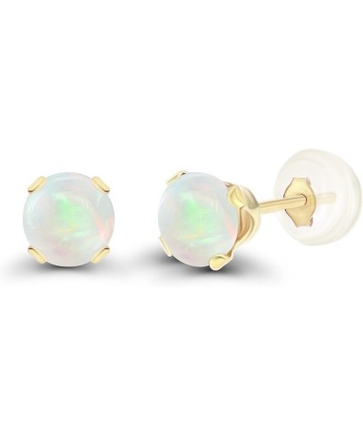 Solid 10K Yellow, White or Rose Gold 4mm Round Genuine Gemstone Birthstone Stud Earrings Opal Genuine Yellow Gold $19.24 Earr...