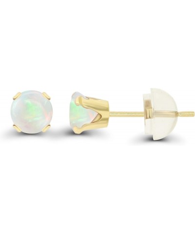 Solid 10K Yellow, White or Rose Gold 4mm Round Genuine Gemstone Birthstone Stud Earrings Opal Genuine Yellow Gold $19.24 Earr...