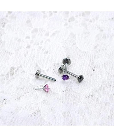 Top Push in Threadless 316L Surgical Steel Flat Back Stud for Nose Heart CZ Lip Stud Bone Studs Nose Piercing Jewelry for Wom...