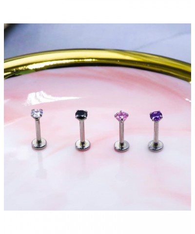 Top Push in Threadless 316L Surgical Steel Flat Back Stud for Nose Heart CZ Lip Stud Bone Studs Nose Piercing Jewelry for Wom...