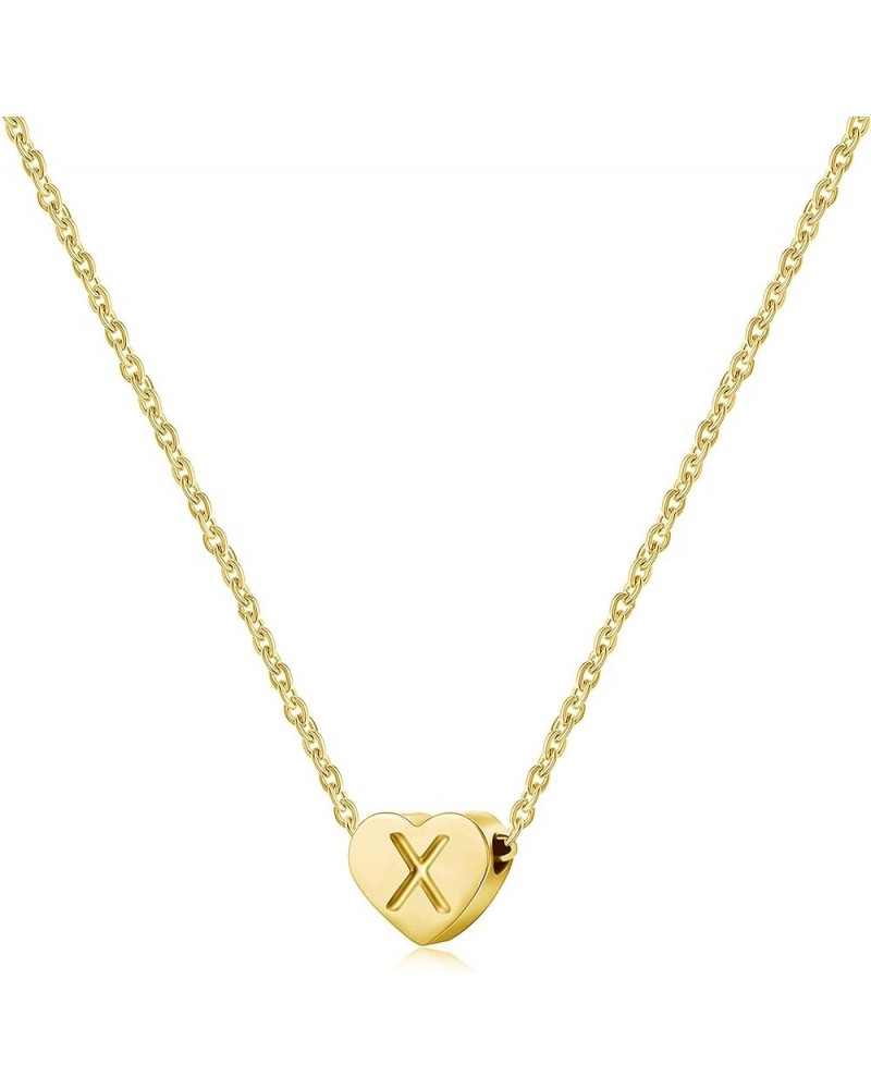 Tiny Initial Heart Necklaces - 14K Gold Filled Letter Heart Necklace, Gift for Women Girls X $8.50 Necklaces