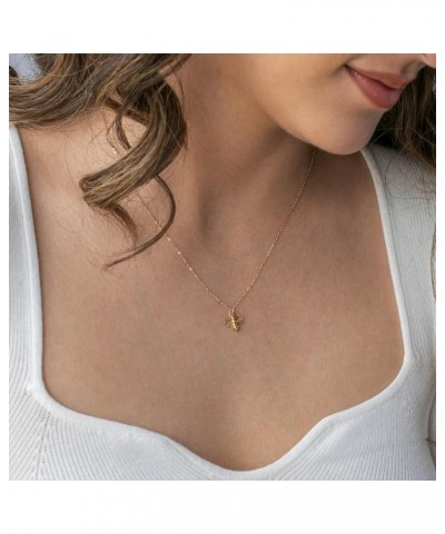 Bee Necklace,Gold Necklace for Women 14K Gold Honey Bee Necklaces for Women Adjustable Gold Necklace for Women Trendy Jewelry...