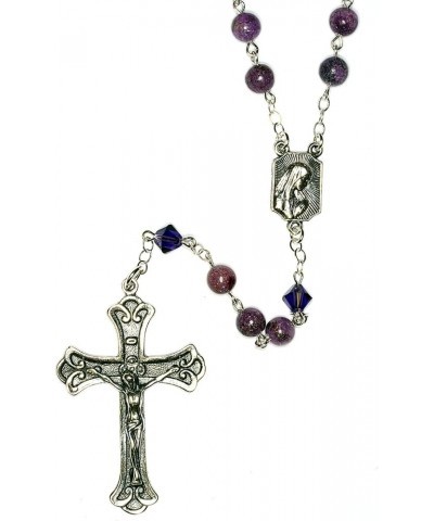 Gemstone Catholic Prayer Rosary - Includes "How to Pray the Rosary", Rosary Pouch and Gemstone meaning Charoite $35.87 Necklaces