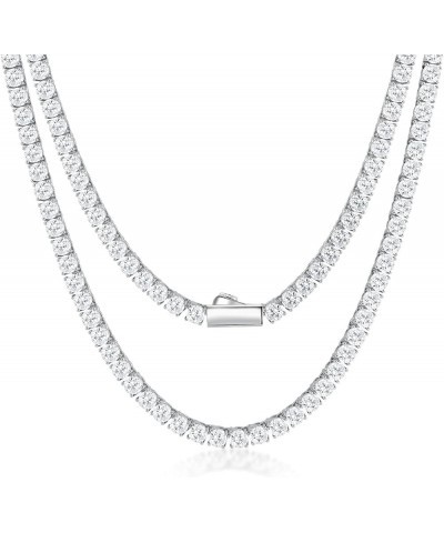 6.84-58.5Carats Moissanite Tennis Necklaces for Women Men Lab Created Diamond Tennis Chain 18K White/Yellow Gold Vermeil Ster...