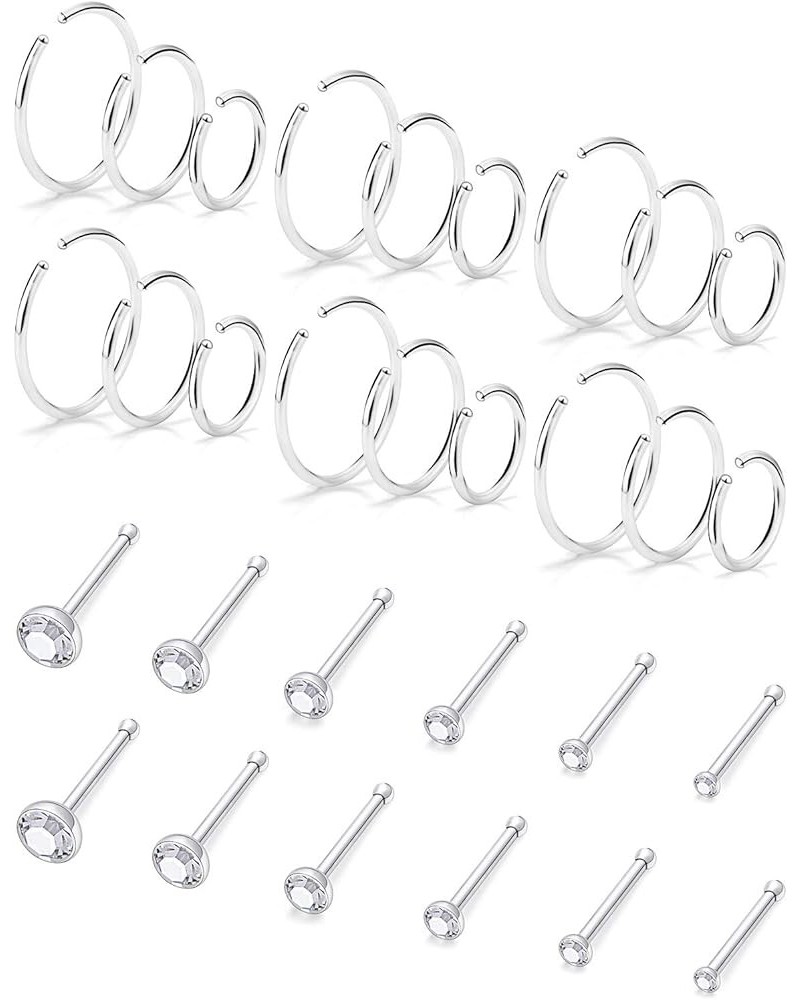 18G 20G Nose Ring Hoop surgical Steel Nose Rings Studs Piercings Hoop Jewelry for Women Men L Shape Nose Screw Diamond Heart ...