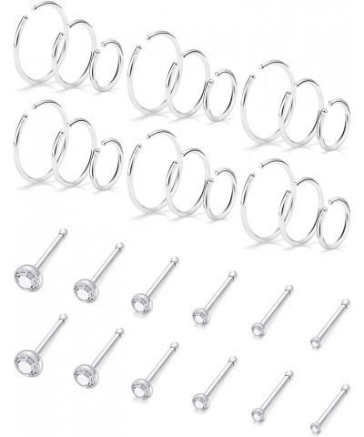 18G 20G Nose Ring Hoop surgical Steel Nose Rings Studs Piercings Hoop Jewelry for Women Men L Shape Nose Screw Diamond Heart ...