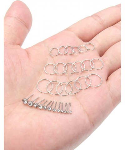 18G 20G Nose Ring Hoop surgical Steel Nose Rings Studs Piercings Hoop Jewelry for Women Men L Shape Nose Screw Diamond Heart ...