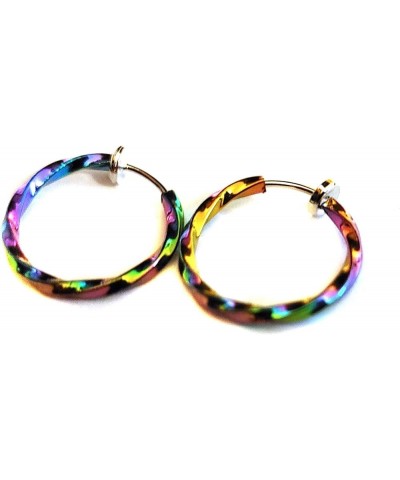 Small Clip-on Earrings 0.50 inch Hoops Gold Silver or Rose Gold Tone Twisted Hoops Non Pierced Rainbow $7.66 Earrings