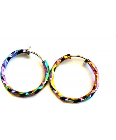 Small Clip-on Earrings 0.50 inch Hoops Gold Silver or Rose Gold Tone Twisted Hoops Non Pierced Rainbow $7.66 Earrings