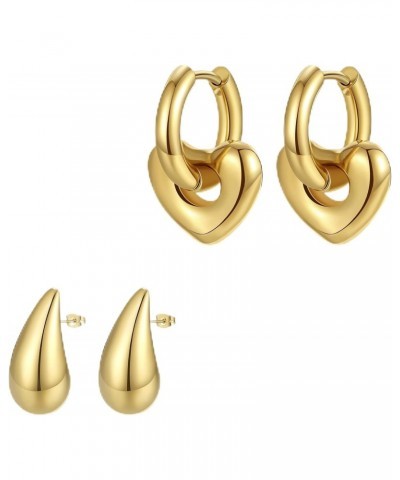 Gold Hoop Earrings for Women, Small Drop Earrings with 18K Gold Plated Stainless Steel, Trendy Jewelry for Women $17.39 Earrings