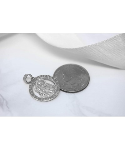 Sterling Silver Saint Joseph Pray For Us Round Charm Pendant Necklace 16.0 Inches $17.62 Necklaces