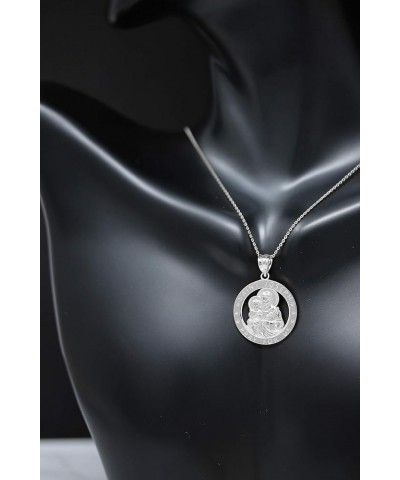 Sterling Silver Saint Joseph Pray For Us Round Charm Pendant Necklace 16.0 Inches $17.62 Necklaces