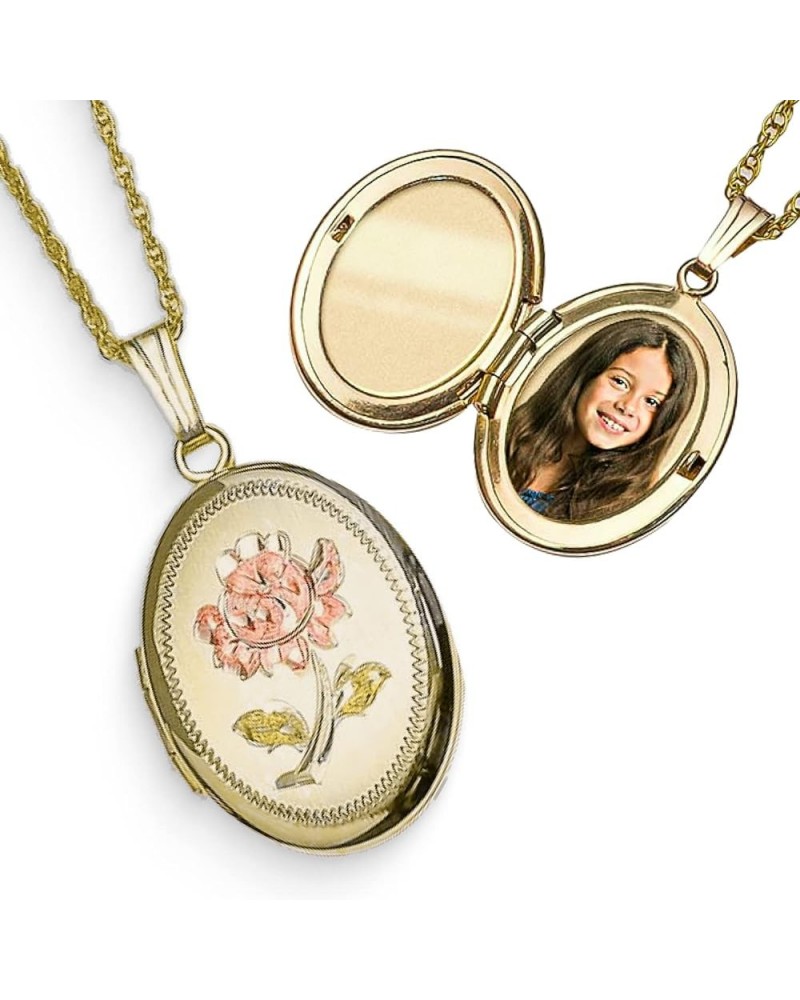 Personalized 14K Gold Filled Rose Oval Locket Custom Photo Necklace for Women and Men 3/4 Inch X 1 Inch Locket + Photo $36.73...