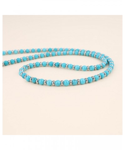 Women's Men's Stone Beaded Strand Necklace Synthetic Turquoise $18.56 Necklaces