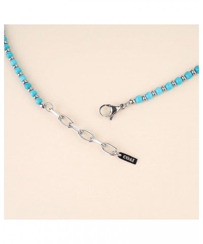 Women's Men's Stone Beaded Strand Necklace Synthetic Turquoise $18.56 Necklaces