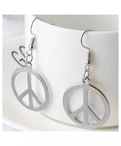 Peace Sign Necklace Earrings Set for Women 1960s 1970s Hippie Party Accessories Pendant Necklace B $10.02 Jewelry Sets