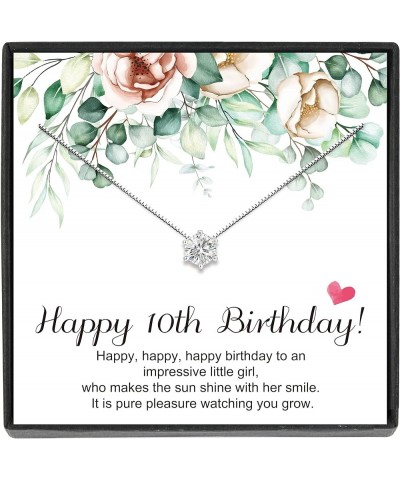 Sterling Silver Cubic Zirconia Necklace Birthday Gifts for Women Girls (7-80th Birthday Gifts) 10th $13.02 Necklaces