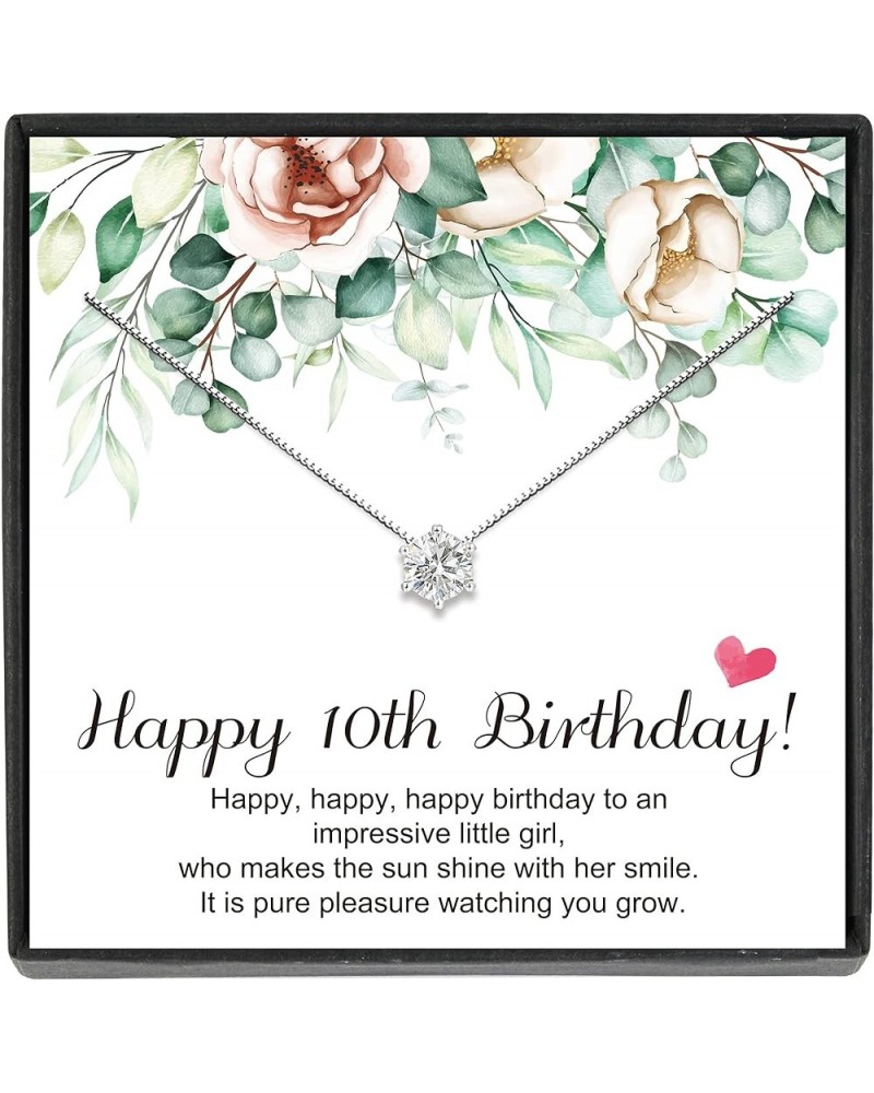 Sterling Silver Cubic Zirconia Necklace Birthday Gifts for Women Girls (7-80th Birthday Gifts) 10th $13.02 Necklaces