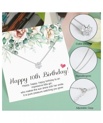 Sterling Silver Cubic Zirconia Necklace Birthday Gifts for Women Girls (7-80th Birthday Gifts) 10th $13.02 Necklaces