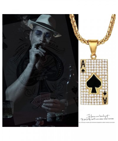 Ace of Spades Necklace for Men: Stainlss Steel Necklace Good Luck Poker Card Pendant Necklace Hip Hop Rock Jewelry Gift for M...