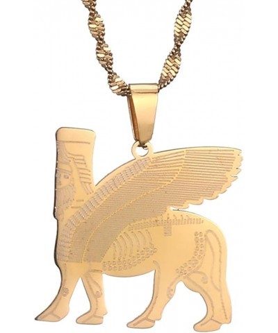 Ashur Pendant Neckalces for Women Men Lamassu Assyrian Protective Deity Jewelry gold $8.67 Necklaces