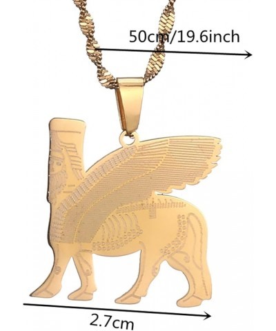 Ashur Pendant Neckalces for Women Men Lamassu Assyrian Protective Deity Jewelry gold $8.67 Necklaces